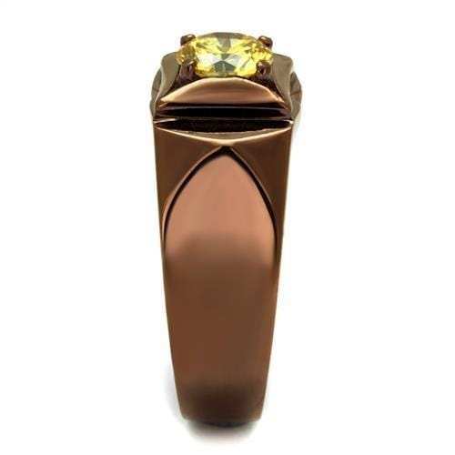 TK2773 - IP Coffee light Stainless Steel Ring with AAA Grade CZ in Topaz - Alamode - Flyclothing LLC