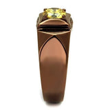 TK2773 - IP Coffee light Stainless Steel Ring with AAA Grade CZ  in Topaz - Alamode