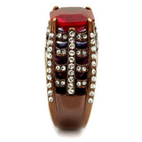 TK2779 - IP Coffee light Stainless Steel Ring with Synthetic Synthetic Glass in Garnet - Alamode