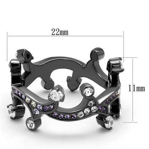 TK2780 - IP Light Black (IP Gun) Stainless Steel Ring with AAA Grade CZ in Clear - Alamode - Flyclothing LLC