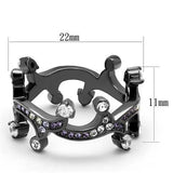 TK2780 - IP Light Black  (IP Gun) Stainless Steel Ring with AAA Grade CZ  in Clear - Alamode