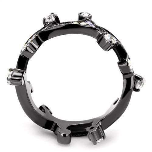 TK2780 - IP Light Black (IP Gun) Stainless Steel Ring with AAA Grade CZ in Clear - Alamode - Flyclothing LLC