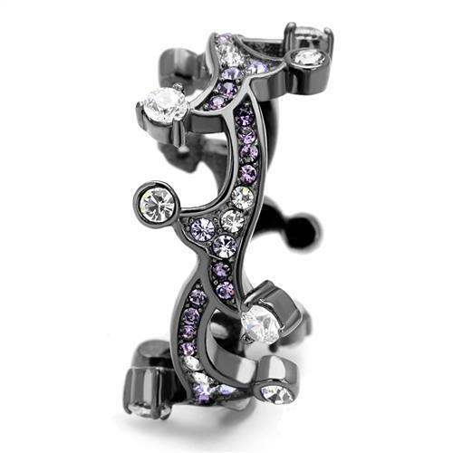TK2780 - IP Light Black (IP Gun) Stainless Steel Ring with AAA Grade CZ in Clear - Alamode - Flyclothing LLC