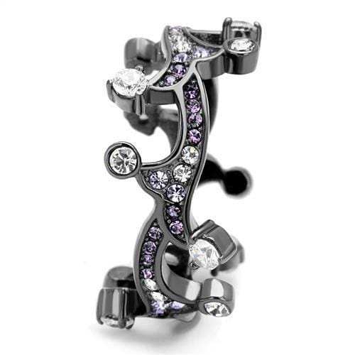 TK2780 - IP Light Black (IP Gun) Stainless Steel Ring with AAA Grade CZ in Clear - Alamode - Flyclothing LLC