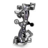 TK2780 - IP Light Black  (IP Gun) Stainless Steel Ring with AAA Grade CZ  in Clear - Alamode