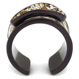 TK2781 - IP Dark Brown (IP coffee) Stainless Steel Ring with Top Grade Crystal  in Multi Color - Alamode