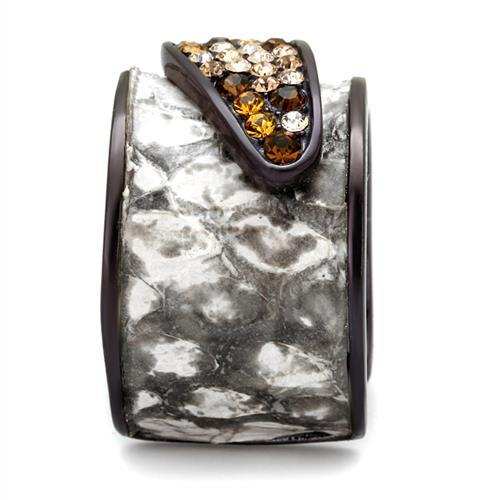 TK2781 - IP Dark Brown (IP coffee) Stainless Steel Ring with Top Grade Crystal in Multi Color - Alamode - Flyclothing LLC