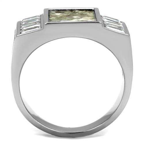 TK2784 - No Plating Stainless Steel Ring with AAA Grade CZ in Clear - Alamode - Flyclothing LLC