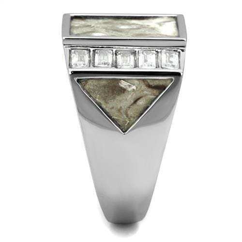 TK2784 - No Plating Stainless Steel Ring with AAA Grade CZ in Clear - Alamode - Flyclothing LLC