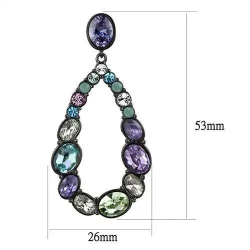TK2785 - IP Light Black (IP Gun) Stainless Steel Earrings with AAA Grade CZ in Multi Color - Alamode - Flyclothing LLC