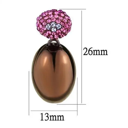 TK2787 - IP Coffee light Stainless Steel Earrings with Top Grade Crystal in Multi Color - Alamode - Flyclothing LLC