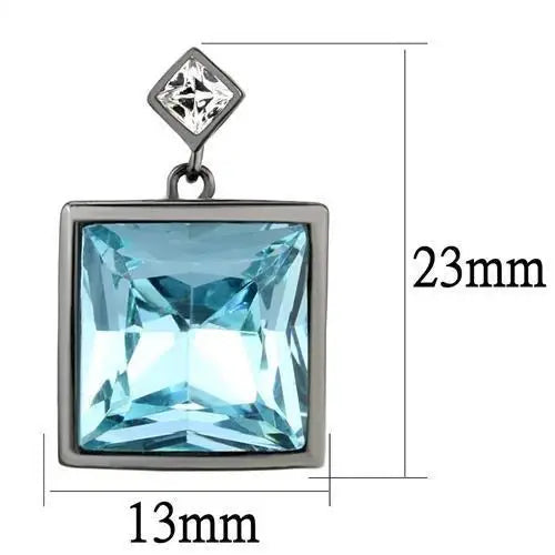 TK2788 - IP Light Black (IP Gun) Stainless Steel Earrings with Top Grade Crystal in Sea Blue - Alamode - Flyclothing LLC