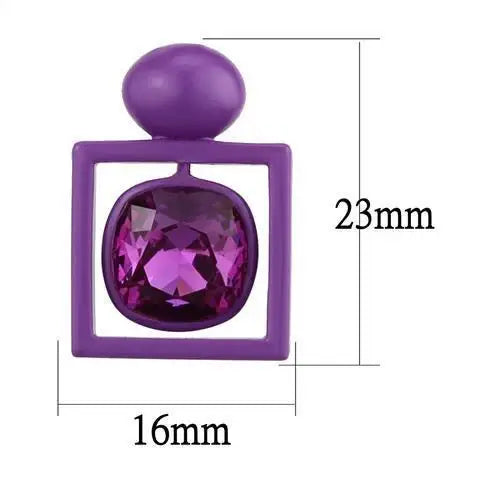 TK2789 - No Plating Stainless Steel Earrings with Top Grade Crystal in Fuchsia - Alamode - Flyclothing LLC