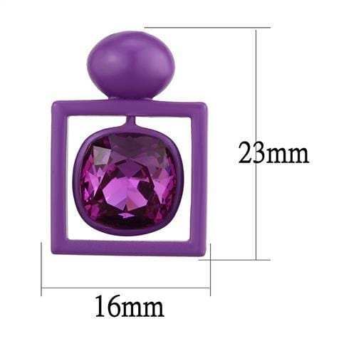 TK2789 - No Plating Stainless Steel Earrings with Top Grade Crystal in Fuchsia - Alamode - Flyclothing LLC