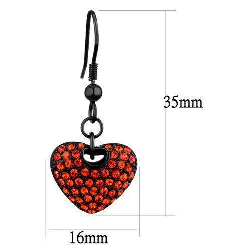 TK2790 - IP Black(Ion Plating) Stainless Steel Earrings with Top Grade Crystal in Orange - Alamode - Flyclothing LLC