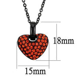 TK2791 - IP Black(Ion Plating) Stainless Steel Chain Pendant with Top Grade Crystal  in Orange - Alamode