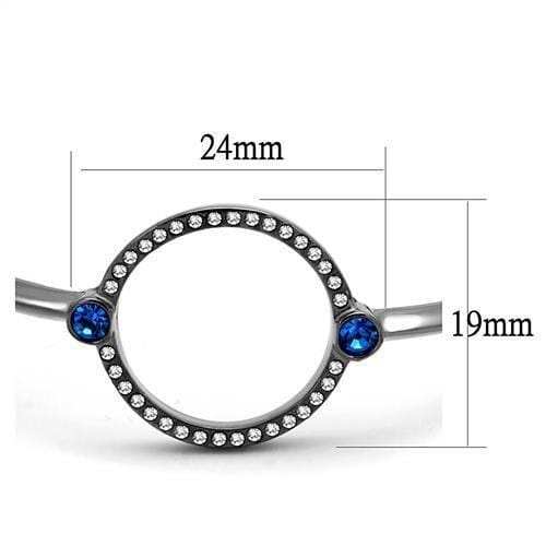 TK2792 - IP Light Black (IP Gun) Stainless Steel Bangle with Top Grade Crystal in Capri Blue - Alamode - Flyclothing LLC