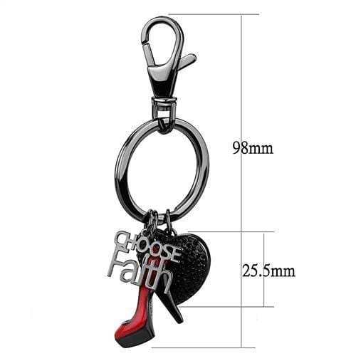 TK2795 - IP Light Black (IP Gun) Stainless Steel Key Ring with Top Grade Crystal in Jet - Alamode - Flyclothing LLC