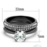 TK2797 - IP Light Black  (IP Gun) Stainless Steel Ring with AAA Grade CZ  in Clear - Alamode