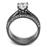 TK2797 - IP Light Black  (IP Gun) Stainless Steel Ring with AAA Grade CZ  in Clear - Alamode