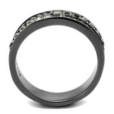 TK2799 - IP Light Black  (IP Gun) Stainless Steel Ring with Top Grade Crystal  in Black Diamond - Alamode