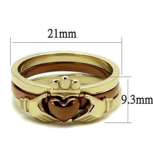 TK2801 - IP Gold & IP Light Brown (IP Light coffee) Stainless Steel Ring with No Stone - Alamode - Flyclothing LLC