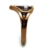 TK2802 - Two Tone IP Light Brown (IP Light coffee) Stainless Steel Ring with Top Grade Crystal  in Clear