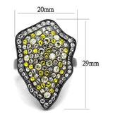 TK2805 - IP Light Black (IP Gun) Stainless Steel Ring with Top Grade Crystal in Multi Color - Alamode - Flyclothing LLC