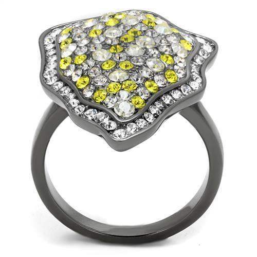 TK2805 - IP Light Black (IP Gun) Stainless Steel Ring with Top Grade Crystal in Multi Color - Alamode - Flyclothing LLC