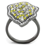 TK2805 - IP Light Black (IP Gun) Stainless Steel Ring with Top Grade Crystal in Multi Color - Alamode - Flyclothing LLC