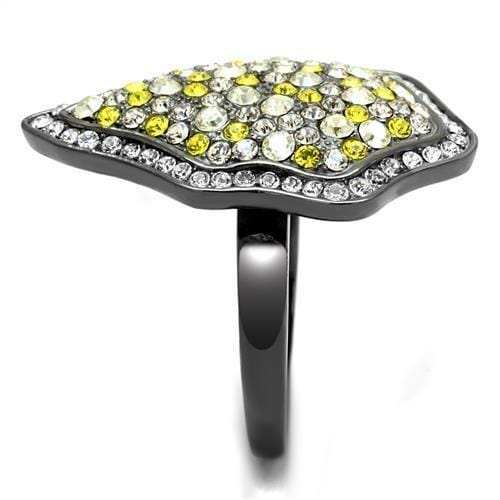 TK2805 - IP Light Black (IP Gun) Stainless Steel Ring with Top Grade Crystal in Multi Color - Alamode - Flyclothing LLC