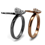 TK2806 - IP Light Black & IP Light coffee Stainless Steel Ring with Top Grade Crystal in Clear - Alamode - Flyclothing LLC