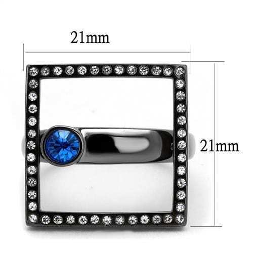 TK2808 - IP Light Black (IP Gun) Stainless Steel Ring with Top Grade Crystal in Capri Blue - Alamode - Flyclothing LLC