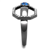 TK2809 - IP Light Black (IP Gun) Stainless Steel Ring with Top Grade Crystal in Capri Blue - Alamode - Flyclothing LLC