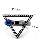 TK2810 - IP Light Black (IP Gun) Stainless Steel Ring with Top Grade Crystal in Capri Blue - Alamode - Flyclothing LLC
