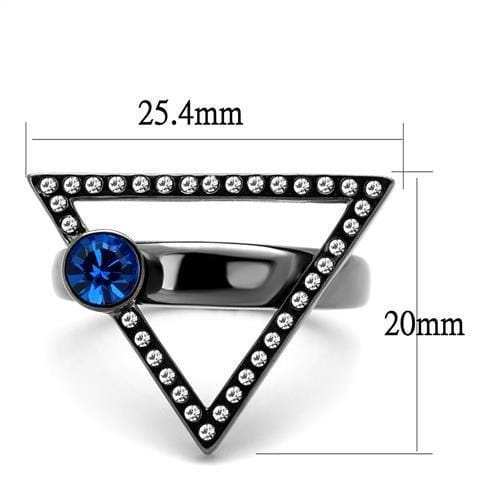 TK2810 - IP Light Black (IP Gun) Stainless Steel Ring with Top Grade Crystal in Capri Blue - Alamode - Flyclothing LLC