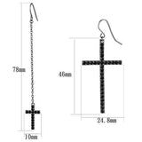 TK2816 - IP Light Black  (IP Gun) Stainless Steel Earrings with Top Grade Crystal  in Jet - Alamode
