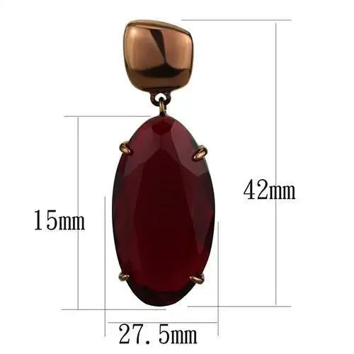 TK2818 - IP Coffee light Stainless Steel Earrings with Synthetic Synthetic Glass in Siam - Alamode - Flyclothing LLC