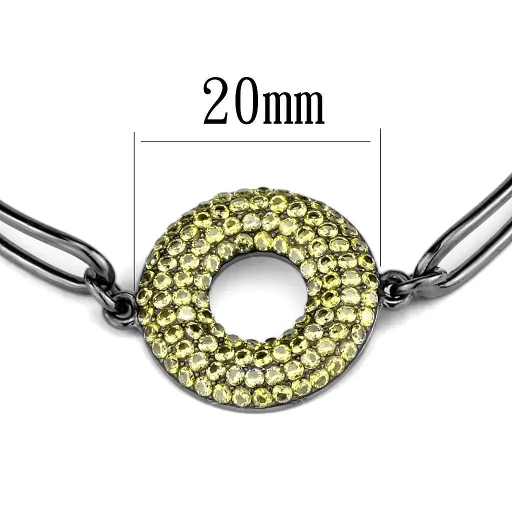 TK2824 - IP Light Black (IP Gun) Stainless Steel Bangle with AAA Grade CZ in Topaz - Alamode - Flyclothing LLC