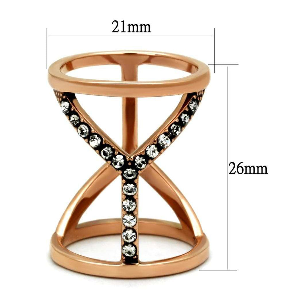 TK2825 - IP Rose Gold(Ion Plating) Stainless Steel Ring with Top Grade Crystal in Clear - Alamode - Flyclothing LLC