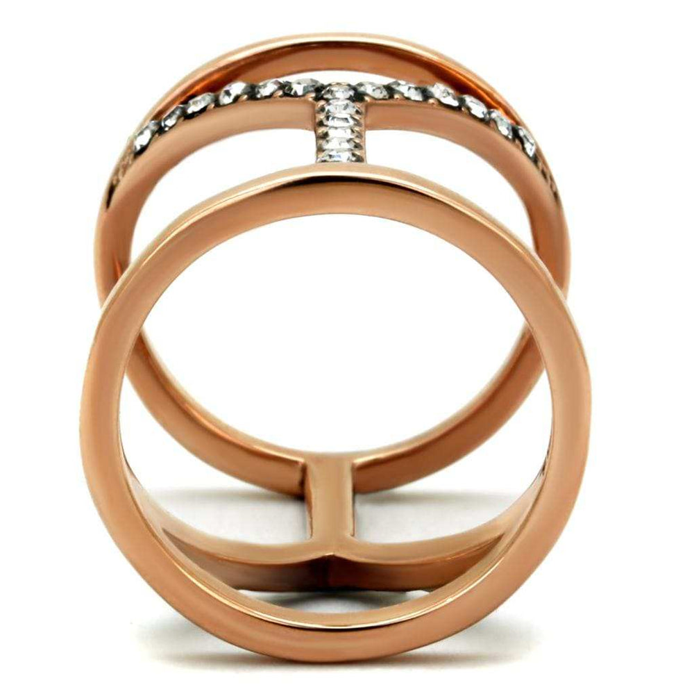 TK2825 - IP Rose Gold(Ion Plating) Stainless Steel Ring with Top Grade Crystal in Clear - Alamode - Flyclothing LLC