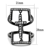 TK2826 - IP Light Black (IP Gun) Stainless Steel Ring with AAA Grade CZ in Clear - Alamode - Flyclothing LLC