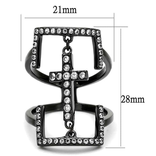 TK2826 - IP Light Black (IP Gun) Stainless Steel Ring with AAA Grade CZ in Clear - Alamode - Flyclothing LLC