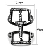 TK2826 - IP Light Black  (IP Gun) Stainless Steel Ring with AAA Grade CZ  in Clear - Alamode