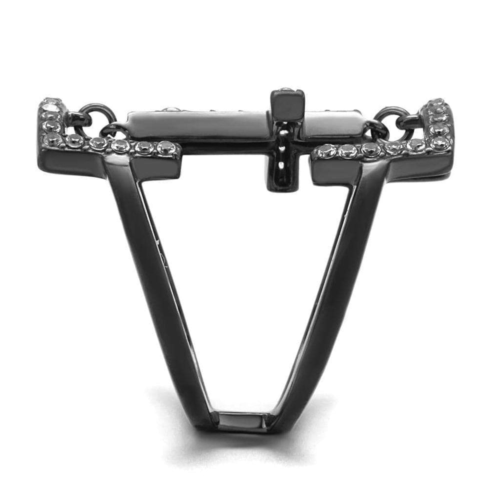 TK2826 - IP Light Black (IP Gun) Stainless Steel Ring with AAA Grade CZ in Clear - Alamode - Flyclothing LLC