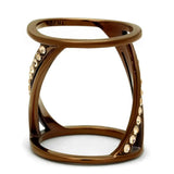 TK2827 - IP Coffee light Stainless Steel Ring with Top Grade Crystal in Light Peach - Alamode - Flyclothing LLC
