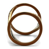 TK2827 - IP Coffee light Stainless Steel Ring with Top Grade Crystal in Light Peach - Alamode - Flyclothing LLC
