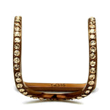 TK2828 - IP Coffee light Stainless Steel Ring with Top Grade Crystal in Light Peach - Alamode - Flyclothing LLC