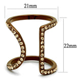 TK2828 - IP Coffee light Stainless Steel Ring with Top Grade Crystal in Light Peach - Alamode - Flyclothing LLC