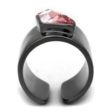 TK2829 - IP Light Black  (IP Gun) Stainless Steel Ring with Top Grade Crystal  in Light Rose - Alamode